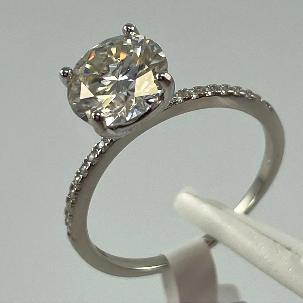 3ct Moissanite Round Cut Sterling Silver Solitaire Engagement Bridal Ring Sz‎ 9